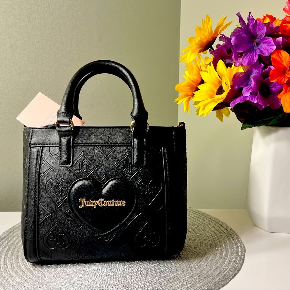 NWT Juicy Couture Black Mini Satchel Crossbody with Embossed Design 🖤